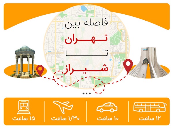فاصله تهران تا شیراز چند کیلومتر است؟